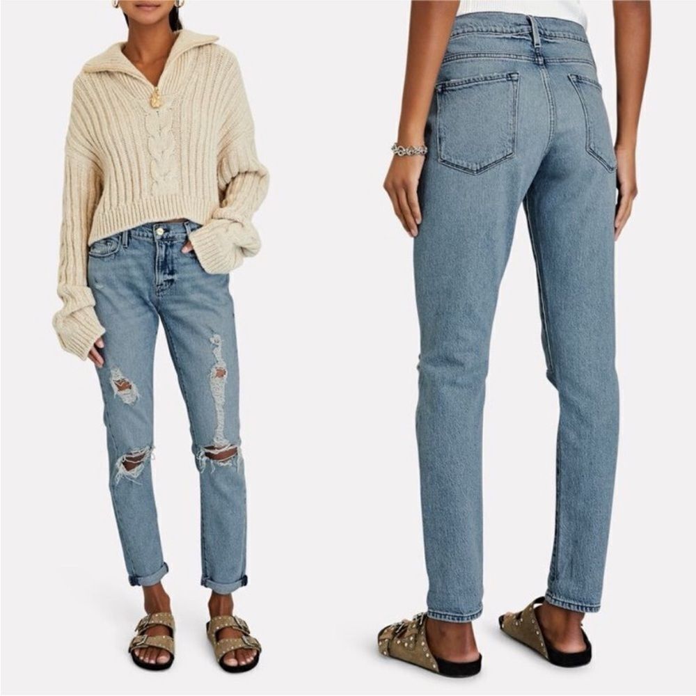 Frame Le Garçon Straight Leg Jean Women's Beldon Rips Distressed Stretch